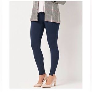 Spanx - Ankle Length Ponte Hem Slit Leggings Regular - Nightfall Navy Blue